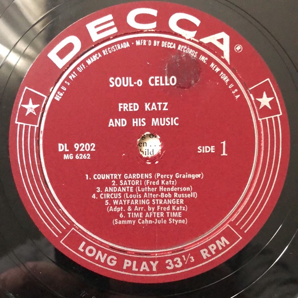 Fred Katz Soul-o Cello Vinyl Lp '58 - Picture 2 of 6